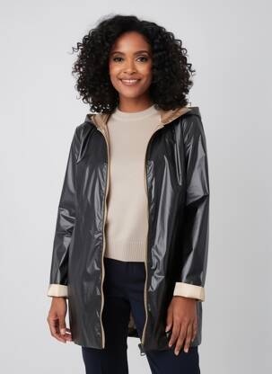 Imperméable poches a capuche noir PIMENT ROUGE femme