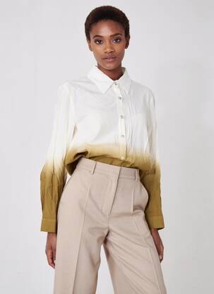 Chemisier coupe droite manches longues blanc EMILIE.K femme