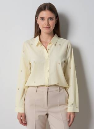 Chemisier coupe droite manches longues jaune LILI & LALA femme
