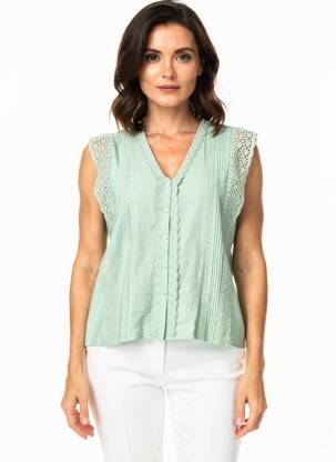 Chemisier coupe droite manches courtes vert MAELLE femme