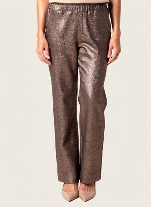 Pantalon droit taille haute taille haute marron ANGE femme