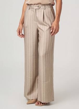 Pantalon flare taille à pinces taille haute marron CALIE femme
