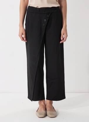 Pantalon droit stretch taille normale noir MINA ROSA femme
