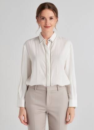 Chemisier coupe cintrée manches longues blanc HUGO BOSS femme