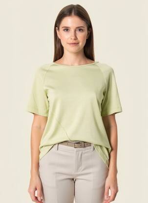 T-shirt stretch manches courtes vert MAILLE EN PLUS femme