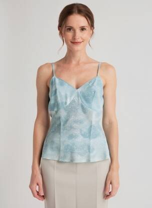 Top imprimé fantaisie fines bretelles bleu EVA KAYAN femme