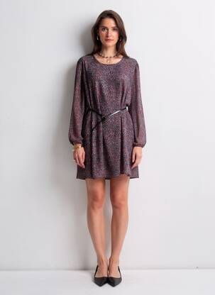 Robe courte coupe fluide manches longues noir GAUDI femme