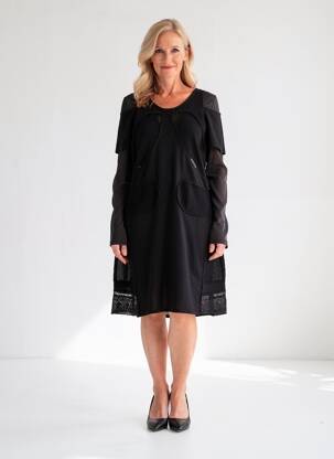 Robe mi-longue manches longues manches longues noir ALDO MARTIN'S femme