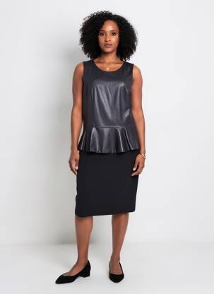 Robe mi-longue sans manche sans manche noir PAUL BRIAL femme