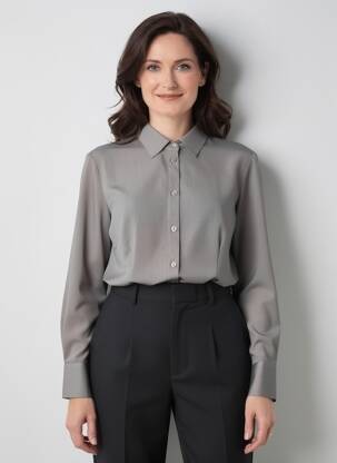 Chemisier coupe cintrée manches longues gris EUGEN KLEIN femme