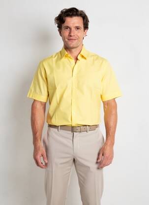 Chemise manches courtes poches jaune JEAN CHATEL homme