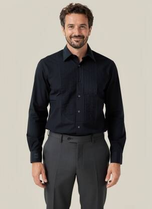 Chemise manches longues coupe cintrée noir MEXX homme