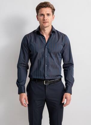 Chemise manches longues coupe cintrée bleu SERGE BLANCO homme