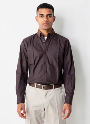 Chemise manches longues poches marron SERGE BLANCO homme