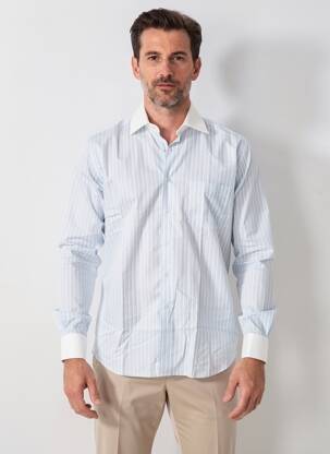 Chemise manches longues poches bleu PIERRE CARDIN homme