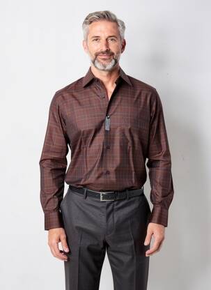 Chemise manches longues poches marron PIERRE CARDIN homme