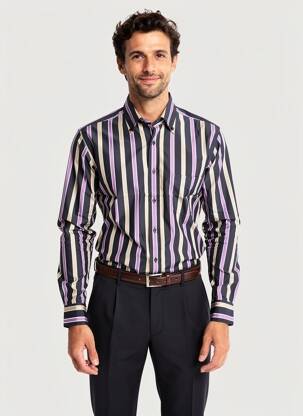 Chemise manches longues poches violet PIERRE CARDIN homme