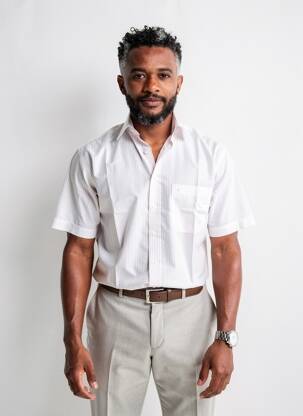 Chemise manches courtes poches beige ETERNA homme