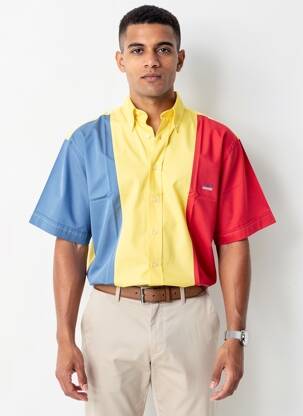 Chemise manches courtes coupe droite jaune VIAGGIO homme