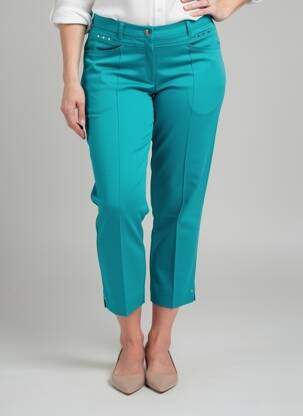 Pantalon 7/8 taille haute taille haute bleu CHRISTINE LAURE femme