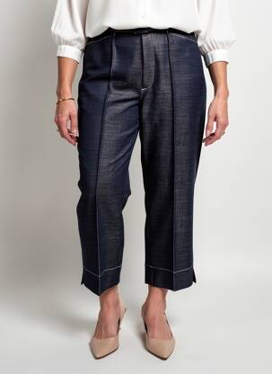 Pantalon 7/8 taille haute taille haute bleu BRUNO SAINT HILAIRE femme