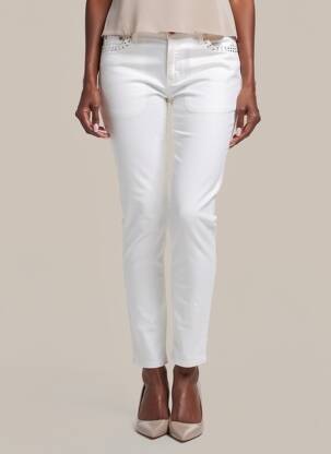 Pantalon slim tissage popeline taille normale beige VOTRE NOM femme