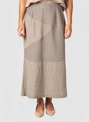 Jupe longue fermeture zippée au dos marron FEDORA femme