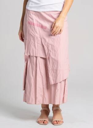 Jupe longue fermeture zippée au dos rose MOTYS COLLECTION femme