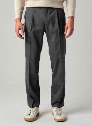 Pantalon droit tissage chiné taille normale gris BRUNO SAINT HILAIRE homme