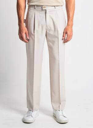 Pantalon droit tissage popeline taille haute beige LACOSTE homme