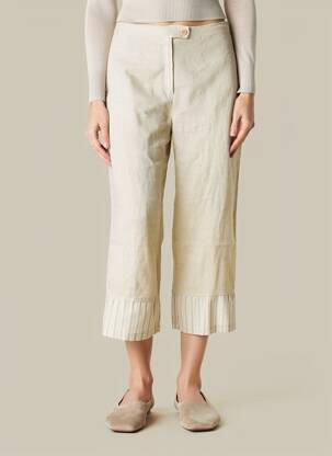 Pantacourt taille haute taille haute beige LE PHARE DE LA BALEINE femme