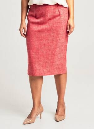 Jupe mi-longue taille à pinces rouge NONET femme