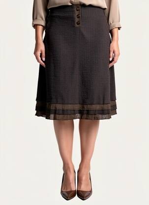 Jupe mi-longue coupe évasée marron COCOMORE femme