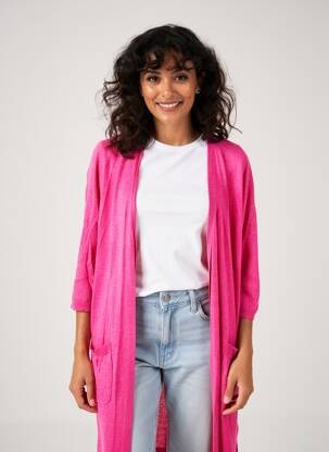 Gilet manches longues manches 3/4 rose YERSE femme