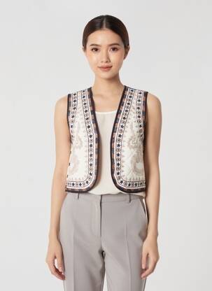 Gilet sans manche coupe droite bleu MAMOUCHKA femme