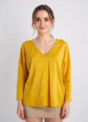 T-shirt manches 3/4 manches 3/4 jaune LOLA ESPELETA femme