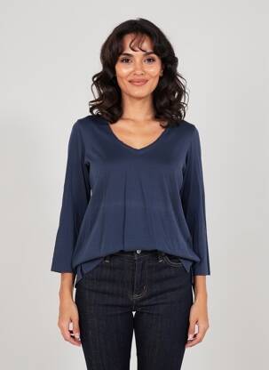 T-shirt manches 3/4 manches 3/4 bleu YERSE femme