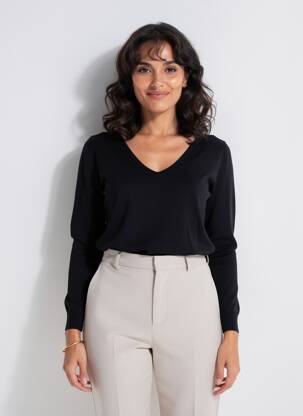 Pull coupe cintrée manches longues noir RINASCIMENTO femme