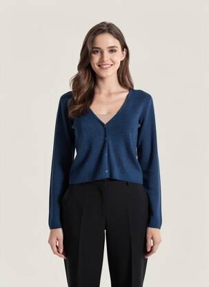 Gilet manches longues stretch bleu SCHOOL RAG femme