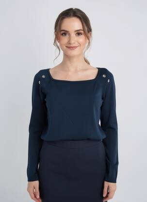 Pull coupe cintrée manches longues bleu RINASCIMENTO femme