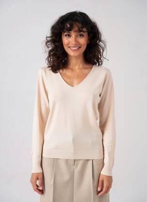 Pull col v manches longues rose RINASCIMENTO femme