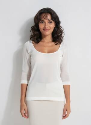 Top manches longues manches longues blanc RAIN KISS femme
