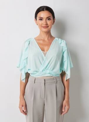 Gilet cache-cœur manches 3/4 bleu RINASCIMENTO femme