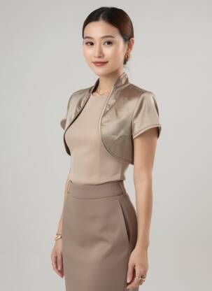 Boléro manches courtes marron RINASCIMENTO femme