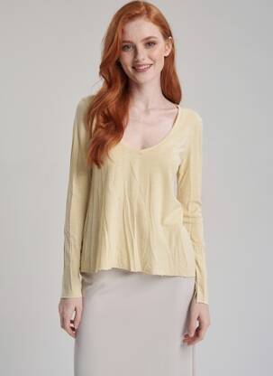 Top stretch manches longues vert clair AMERICAN VINTAGE femme
