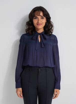 Blouse col rond manches longues bleu LPB LES PETITES BOMBES  femme
