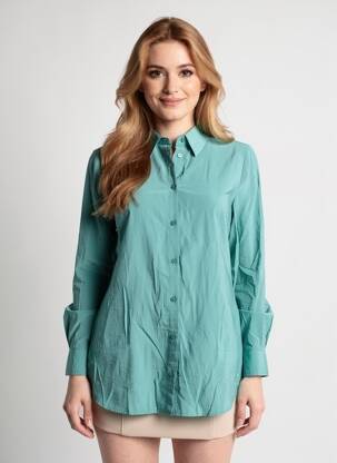 Chemisier tissage popeline manches longues vert STREET ONE femme