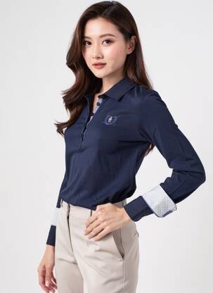 Polo manches longues manches longues bleu BLACK WELLIS femme