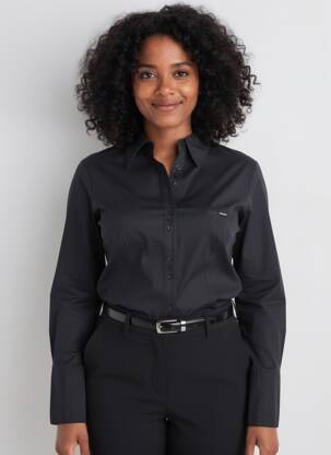 Chemisier coupe cintrée manches longues noir LPB LES PETITES BOMBES  femme