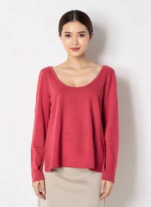 Top stretch manches longues rouge AMERICAN VINTAGE femme